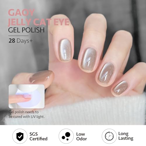GAOY Forest Sunset Cat Eye Gel Nail Polish Set with Magnet for Holographic Cat Eye, Salon Gel Manicure and Nail Art DIY at Home - Image 5