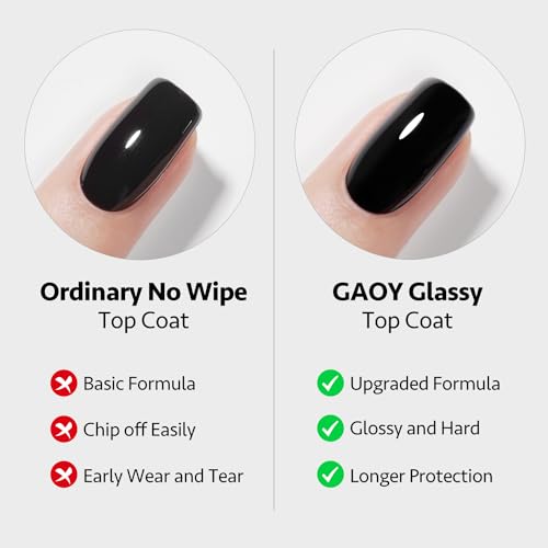 GAOY Gel Top Coat, Nail Strengthener and Base Coat Set, 3 Pcs 16ml Clear Glossy No Wipe Combination for UV Light Cure Gel Nail Polish - Image 3