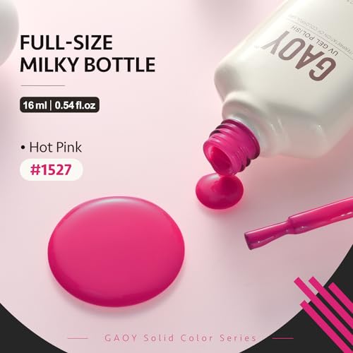 GAOY Hot Pink Gel Nail Polish, 16ml Soak Off UV Light Cure Gel Polish for Nail Art DIY Manicure at Home, Color 1527 - Image 7