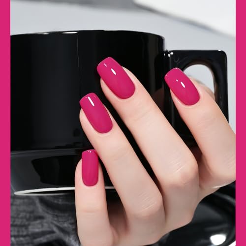 GAOY Hot Pink Gel Nail Polish, 16ml Soak Off UV Light Cure Gel Polish for Nail Art DIY Manicure at Home, Color 1527 - Image 3