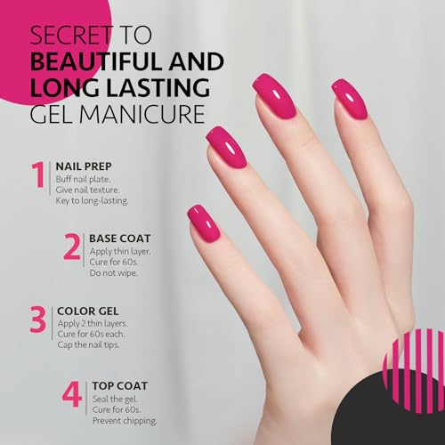 GAOY Hot Pink Gel Nail Polish, 16ml Soak Off UV Light Cure Gel Polish for Nail Art DIY Manicure at Home, Color 1527 - Image 5