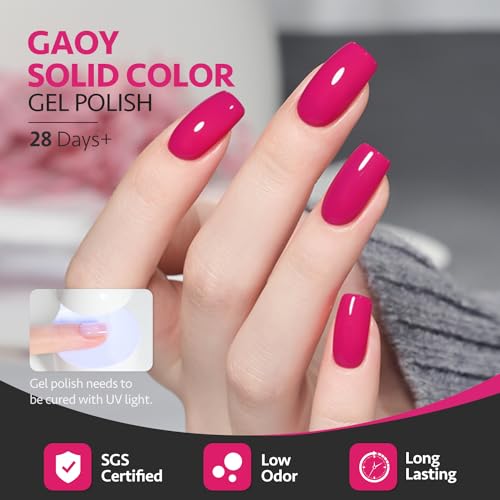 GAOY Hot Pink Gel Nail Polish, 16ml Soak Off UV Light Cure Gel Polish for Nail Art DIY Manicure at Home, Color 1527 - Image 6