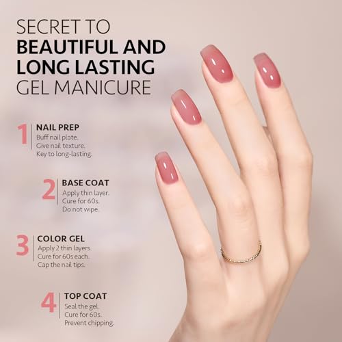 GAOY Jelly Nude Gel Nail Polish, 16ml Sheer Pink Translucent Soak Off Gel Polish, UV Light Cure for Nail Art DIY, 1995 Vintage Pink - Image 4