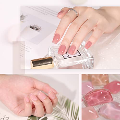 GAOY Jelly Nude Pink Gel Nail Polish Set of 6 Transparent Colors Sheer Gel Polish Kit - Image 3