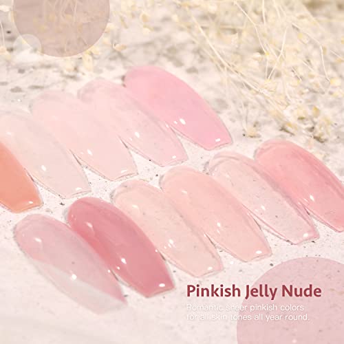 GAOY Jelly Nude Pink Gel Nail Polish Set of 6 Transparent Colors Sheer Gel Polish Kit - Image 6