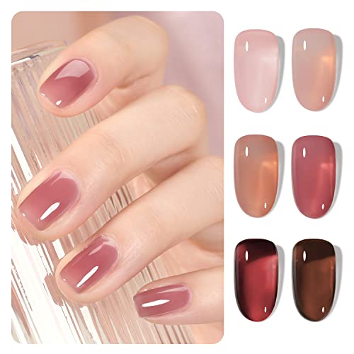 GAOY Rose Garden Sheer Jelly Gel Nail Polish Kit 6 Colors + Top Coat - Image 2