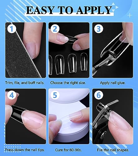 Portable Gel Nail Extension Kit 500 Short Square Tips UV Lamp Nail Glue Included - Image 7