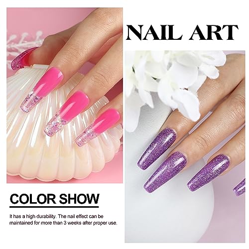 Gel Nail Polish Kit with U V Light and Drill, 10PC Gel Polish 3PC Poly Nail Gel Set with Top Base Coat Nail Rhinestones Clear Nude Glitter Colors Cleanser Plus Nail Art DIY at Home Gifts for Women - Image 5