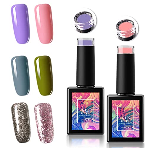 Gel Nail Polish Manicure Gifts Neutral Nude Glitter Finger Nail Polish Long-lasting Chip-Resistant Quick Dry Colorful Jelly Gel Polish Nail Art Manicure Spring Birthday Gift Sales Clearance - Image 4
