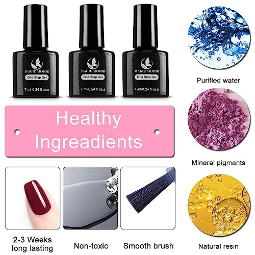 Gel Nail Polish - Red One Step Gel Nail Polish Soak Off UV LED No Need Base and Top Coat Red Color Gel Polish Set Nail Gel Salon French Nail Manicure Design DIY at Home - Image 3