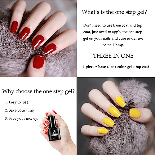 Gel Nail Polish - Red One Step Gel Nail Polish Soak Off UV LED No Need Base and Top Coat Red Color Gel Polish Set Nail Gel Salon French Nail Manicure Design DIY at Home - Image 5