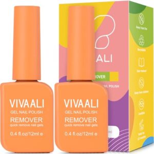 Gel Nail Polish Remover, Gel Polish Remover for Nails, Magic 3-5 Minutes Soak Off Gel Polish Removal Gentle & Safe, Removedor de Esmalte Gel, 2Pack, 0.8 Ounce/24ML