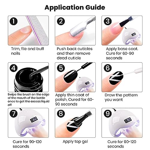 4 Color Gel Nail Art Liner Set Black White Gold Silver for DIY Designs - Image 7
