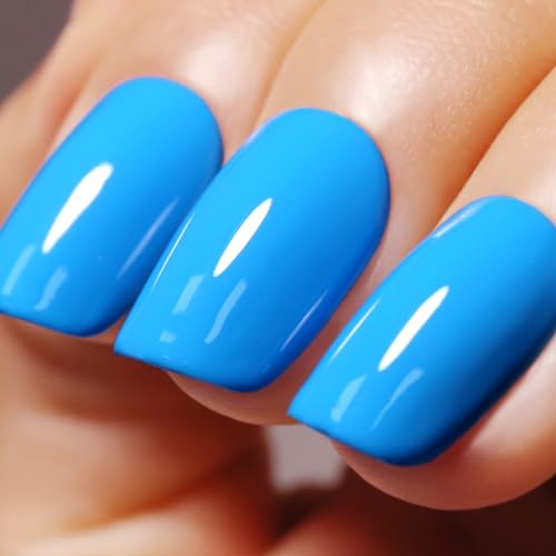Gel Polish,1 Pcs 15ml Creme Blue Gel Nail Polish Soak off LED UV Gel Nail Polish Art Starter Manicure Salon DIY Nail Gel Polish at Home for Girl Women
