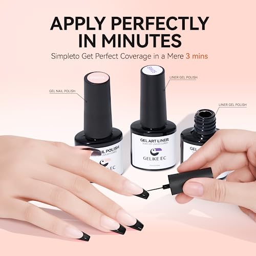 gelike ec Sheer Nude Gel Polish Set- Jelly Nail Polish Light Pink Gel with Liner, Neutral Color Jelly Soak Off UV Gel Nails for Nail Art French Manicure at Home 7ML 6PCS - Image 6