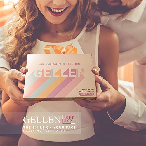 Gellen Gel Nail Polish Kit 16 Colors - With Top Coat Base Coat, Grays and Wine Popular Fall Winter Dark Colors, Solid Black White Shimmers Glitters Nail Art Colors Home Gel Manicure Set - Image 6