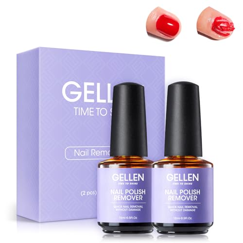 Gellen 2 Pack Professional Gel Nail Polish Remover Fast 3-5 Minute Foilless Formula