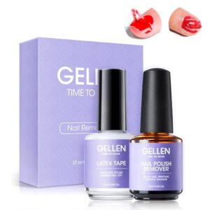 Gellen 15ml Gel Nail Polish Remover Kit with Cuticle Guard and Peel Off Liquid
