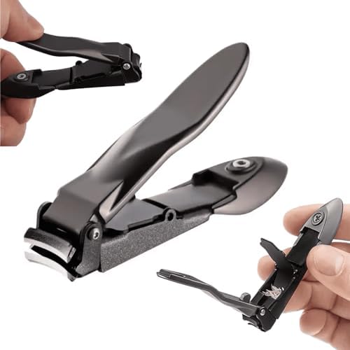 GeniusGifts Nail Clippers with Catcher, No Splash Ultra Sharp Fingernail & Toenail Clipper, Nail Cutter with Nano Nail File, with Exquisite Case, Stocking Stuffers Gifts for Men Women