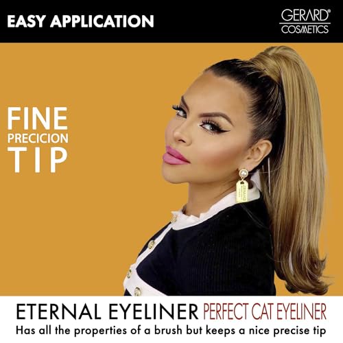 Gerard Cosmetics Eternal Eyeliner | Ultra Black Liquid Eyeliner w/Fine Precision Tip Applicator | Extended Long Wear | Cruelty Free | Waterproof Smudge Proof Eyeliner - Image 5
