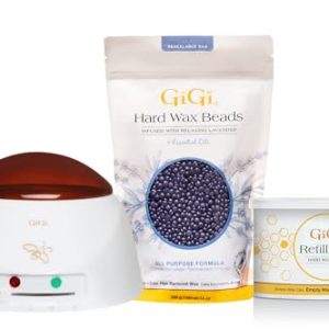 GiGi Relaxing Lavender Hard Wax Beads for Hair Removal 14 oz, Multi-Purpose Wax Warmer with Adjustable Temperature Control and Holds Up to 14 oz and Refill Can for Wax Beads Holds Up to 14 oz