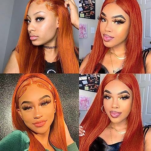Ginger Bundles Human Hair 350 Straight Bundles Ginger Orange Human Hair Bundles 12 14 16 inch 3 Bundles Brazilian 8A Remy Burnt Orange Human Hair Weave - Image 2