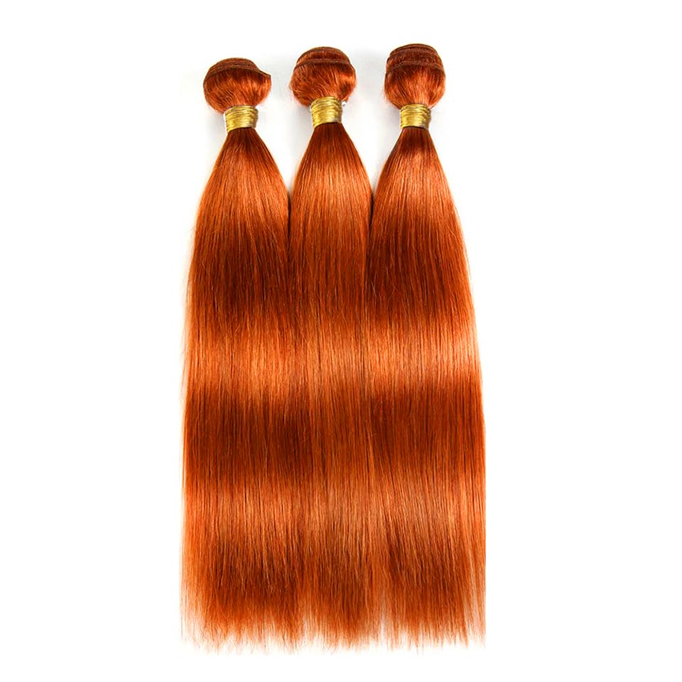 Ginger Bundles Human Hair 350 Straight Bundles Ginger Orange Human Hair Bundles 12 14 16 inch 3 Bundles Brazilian 8A Remy Burnt Orange Human Hair Weave - Image 8