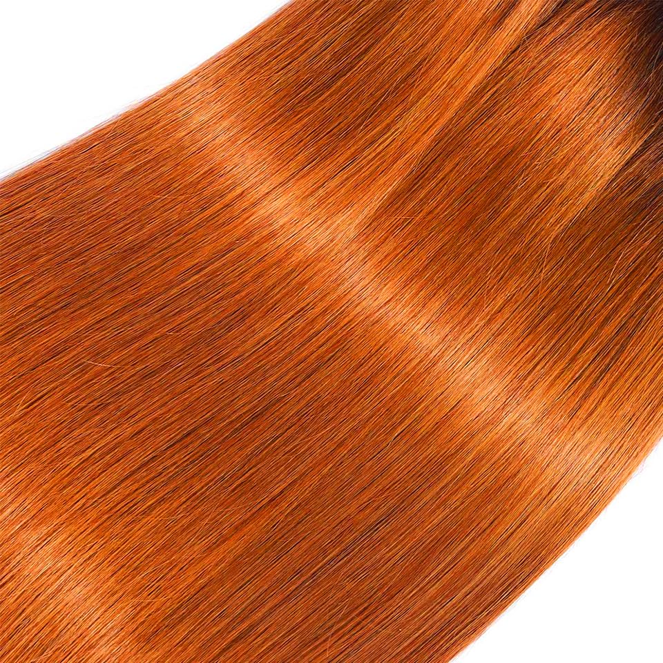Ginger Bundles Human Hair 350 Straight Bundles Ginger Orange Human Hair Bundles 12 14 16 inch 3 Bundles Brazilian 8A Remy Burnt Orange Human Hair Weave - Image 4