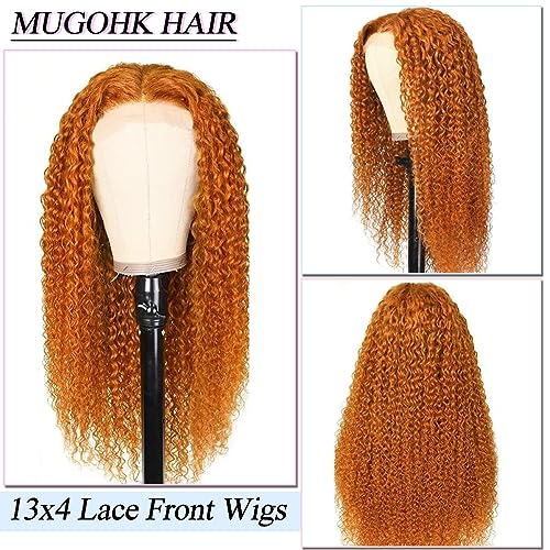 Ginger Lace Front Wigs Human Hair 24 Inch Orange Curly 13x 4 HD Lace Closure Wigs Human Hair Pre Plucked Fall Color Ginger Orange Deep Wave Frontal Wigs Human Hair 150% Density for Women - Image 5