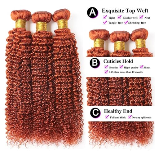 Ginger Orange Kinky Curly Human Hair Bundles for Women - 3 Piece Set, 100% Natural - Image 5