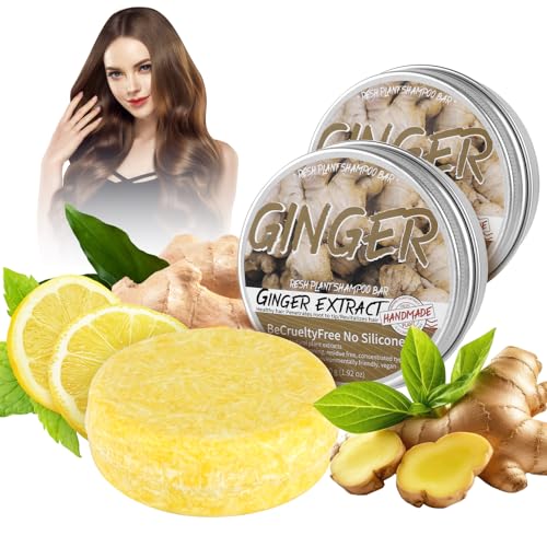 Ginger Shampoo Bar for Hair Growth, 2PCS Ginger Hair Regrowth Shampoo Bar, Anti-Hair Loss Ginger Hair Shampoo Soap Promotes Hair Growth, Anti-dandruff and Anti-itching-for All Hair Types