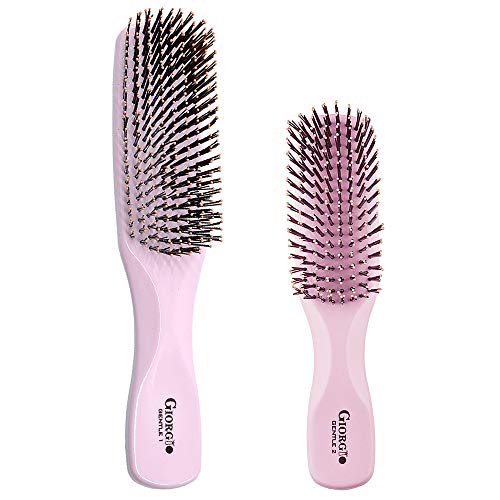 Giorgio Gentle Detangler Hair Brush for Men and Hair Brush for Thick Hair Dual Length Bristles, Hair Brush for Fine Hair Scalp Massager Brush and Travel Detangling Brush for All Hair Types, Wet or Dry