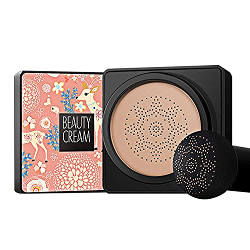GL-Turelifes Mushroom Head Air Cushion Foundation CC Cream Water Feeling Flawless BB Cream Moisturizing Oil Control, Lightweight & Smoothing Natural Concealer (BlanchedAlmond)