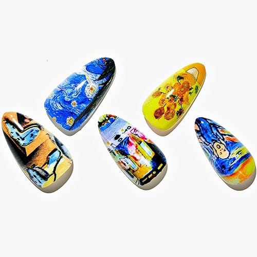 GLAMERMAID Press on Nails Almond, Gel False Nails with Design,24 PCS Glue on Nails,Reusable Acrylic Stick on Nails Tips Manicure Set for Women,Vibrant Palette - Image 2