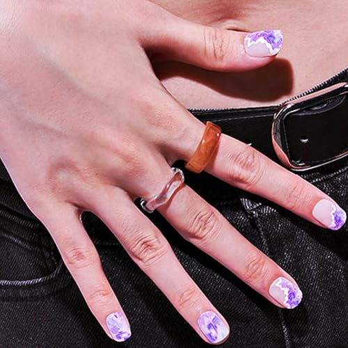 GLAMERMAID Press on Nails Squoval, Gel False Nails with Design,24 PCS Glue on Nails,Reusable Acrylic Stick on Nails Tips Manicure Set for Women,Lilac Lagoon - Image 5
