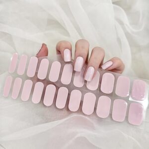 Glaze Gel Nail Strips Light Pink Nail Polish Stickers Solid Gel Nail Wraps UV Free Chip Resistant Salon Quality Gel Nails