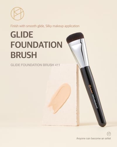 Glide Foundation Brush for Liquid Makeup | Liquid Foundation Brush with Flat Top | Korean Makeup Brush with Super Micro Bristles | Studio Quality Makeup Tool - Image 2