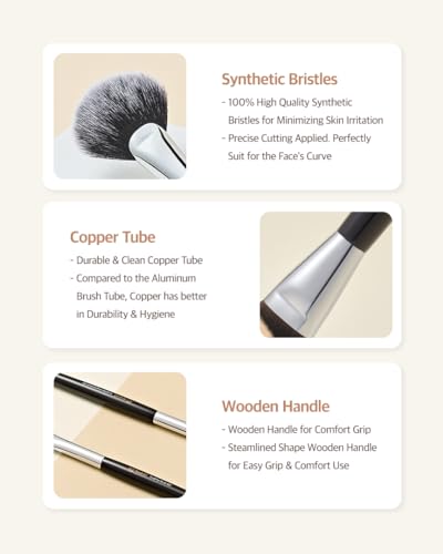 Glide Foundation Brush for Liquid Makeup | Liquid Foundation Brush with Flat Top | Korean Makeup Brush with Super Micro Bristles | Studio Quality Makeup Tool - Image 5