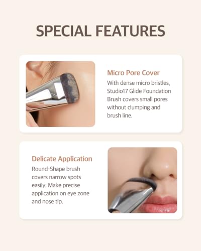 Glide Foundation Brush for Liquid Makeup | Liquid Foundation Brush with Flat Top | Korean Makeup Brush with Super Micro Bristles | Studio Quality Makeup Tool - Image 4