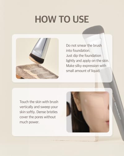 Glide Foundation Brush for Liquid Makeup | Liquid Foundation Brush with Flat Top | Korean Makeup Brush with Super Micro Bristles | Studio Quality Makeup Tool - Image 6