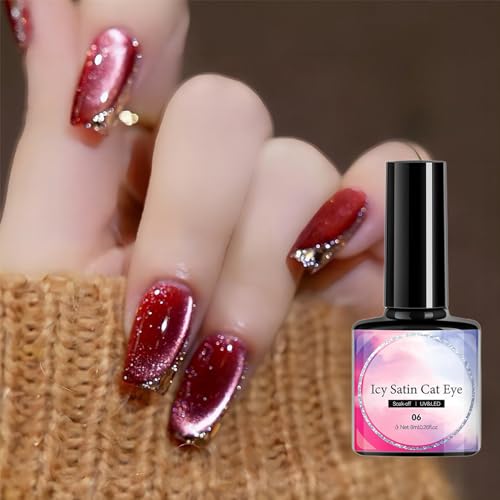 Glitter Cat Eye Gel Nail Polish Set 6 Piece Rainbow Pastel Magnetic Soak Off UV Kit - Image 4