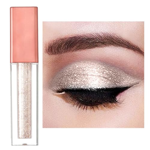 Glitter Eye Shadow Metallic Liquid Eyeshadow Shimmer High Pigment Shadows Long Lasting Eyes Cosmetics for Women and Girls Pack of 1 (White)