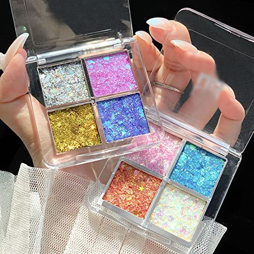 Glitter Eyeshadow Palette Women Makeup Eye Shadow Sparkling Liquid Eyeshadow for Creating High-Impact Flake-Proof Long Lasting Quick Dry Waterproof One-Swipe Coverage High Pigmented Clearance Items - Image 4