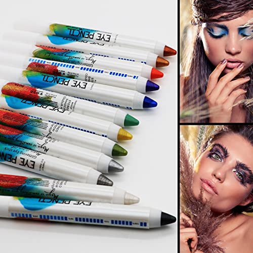 Glitter Eyeshadow Stick Matte Metallic Shimmer Eyeshadow Pencil Waterproof Long Lasting Strong Pigmented Soft Smooth Pearl Eye Makeup Crayon for Women - Image 5