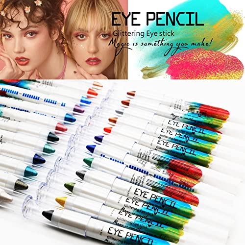 Glitter Eyeshadow Stick Matte Metallic Shimmer Eyeshadow Pencil Waterproof Long Lasting Strong Pigmented Soft Smooth Pearl Eye Makeup Crayon for Women - Image 4