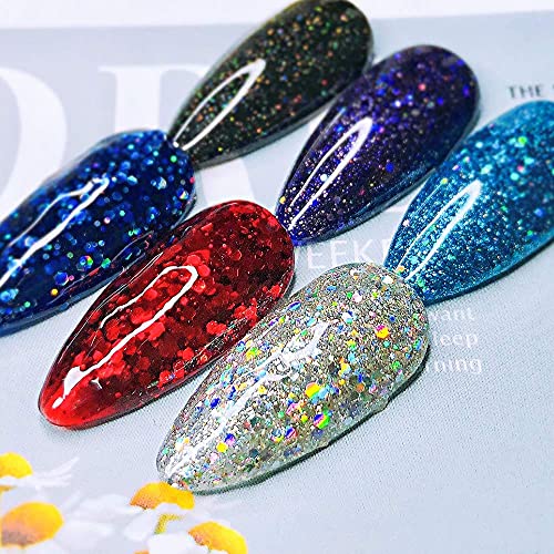 Glitter Gel Nail Polish Kit, Glitter Gel Polish Gel Nail Kit, UV LED Soak Off Glitter Nail Polish Gel, Valentine's Day Christmas Thanksgiving New Year Gift for Women Mom Girlfriend (US-6CS-002) - Image 2