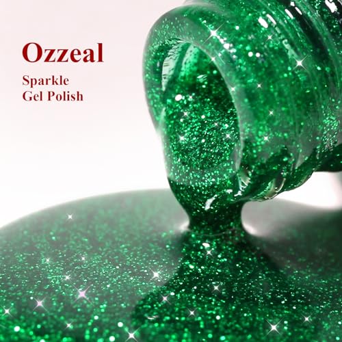 Glitter Gel Polish,Christmas Green Glitter Gel Nail Polish Sparkle Shimmer Gel Glitter Nail Polish Fall Winter Soak off LED UV Gel Nail Polish for Art DIY Manicure 15ML - Image 6