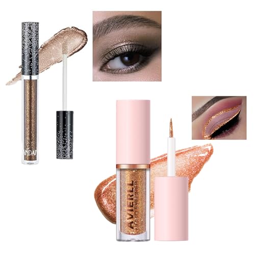Glitter Liquid Eyeshadow Eyeliner,Long Lasting Colorful Shimmer Eyeshadow,High Pigmented,Multi-Dimensional Eye Looks,Creates Smokey Eye Makeup & Multi-dimensional High-impact Eye Look