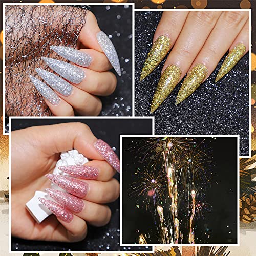 Glitter Poly Nail Gel Set 6 Colors Builder Nail Extension Gel Diamond Nail Extender Gel Kit with Poly Nail Forms Varnish Soak Off UV Gel Manicure Nail Salon Set - Image 5