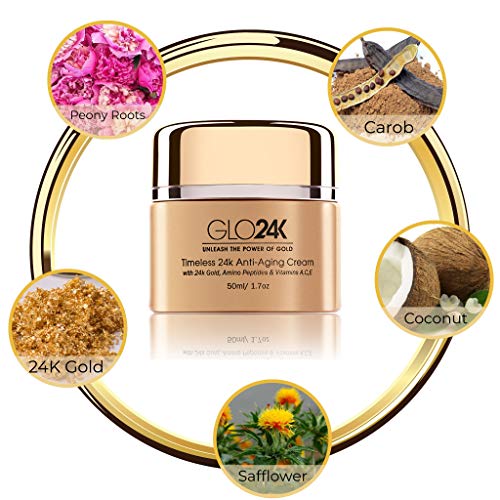 GLO24K Timeless Anti-Aging Cream with 24k Gold, Potent Peptides, and Vitamins A,C,E and Retinol - Image 2